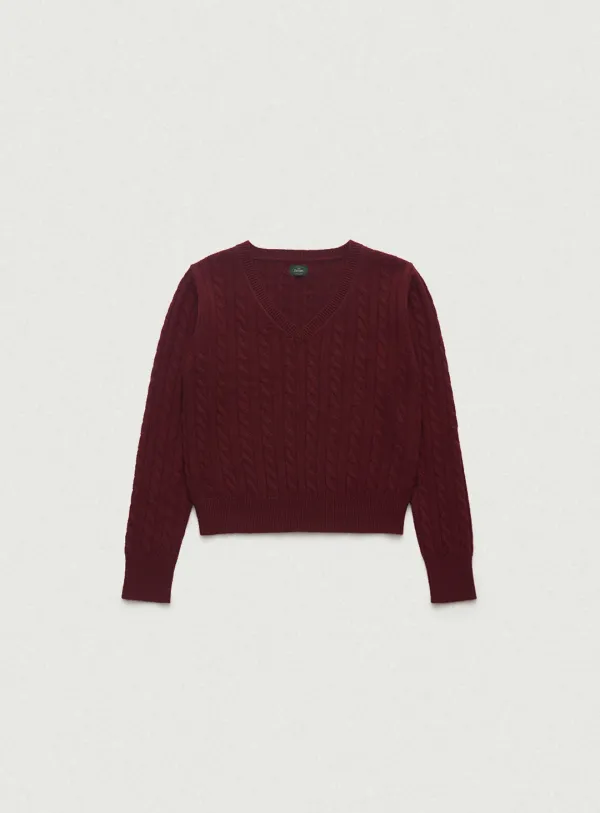 Soft Cashmere V-neck Knit_Burgundy