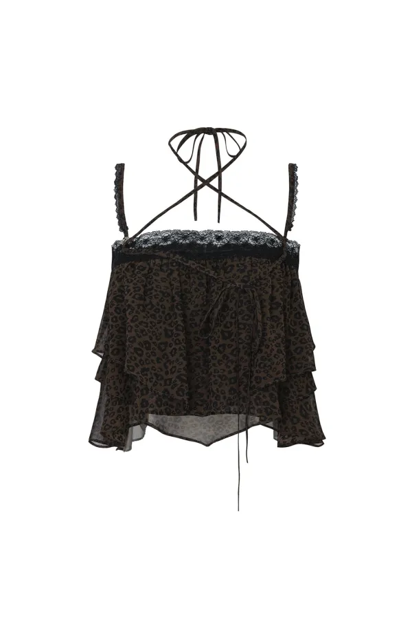 [Exclusive] MERMAID FRILL TOP leopard