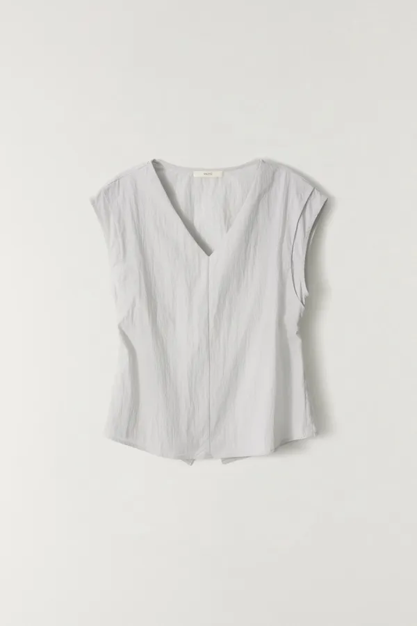 백리스 브이넥 블라우스 MINT GRAY