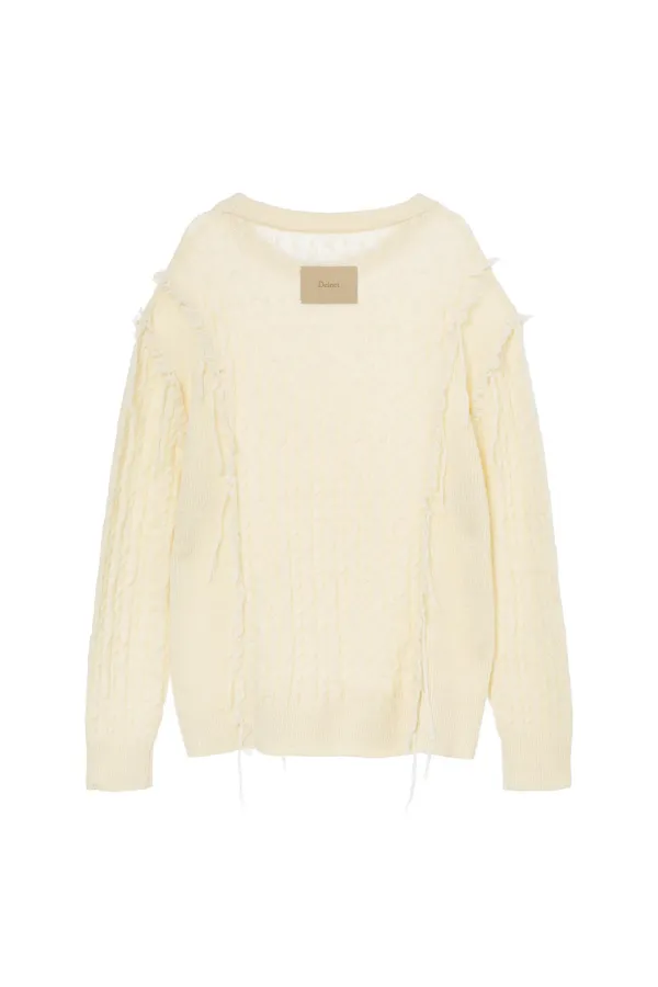 CABLED PULLOVER KNIT IN IVORY