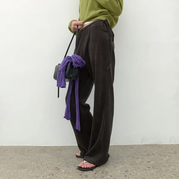 (PT-5808)RIBBED JERSEY BANDING BOOTCUT PANTS