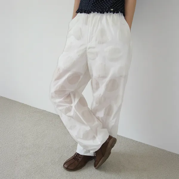 AIRY DOT SHEER STRING PANTS WHITE