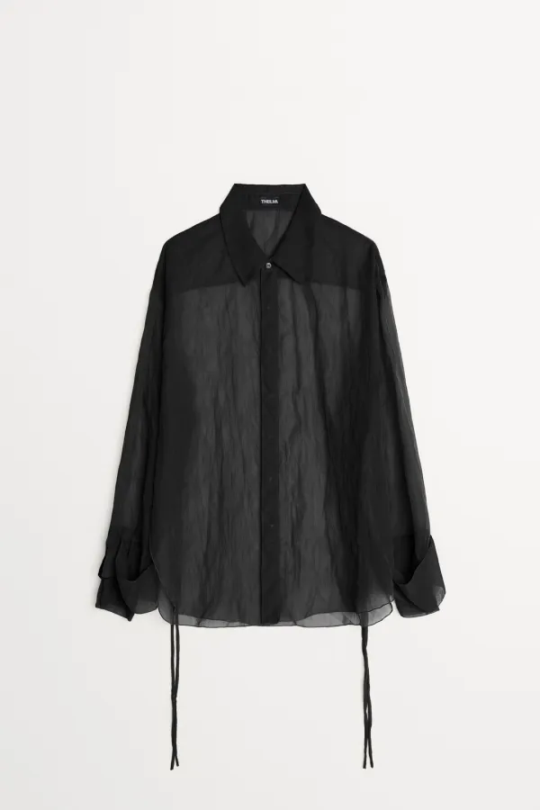 Hehe Stitched Sheer Blouse black