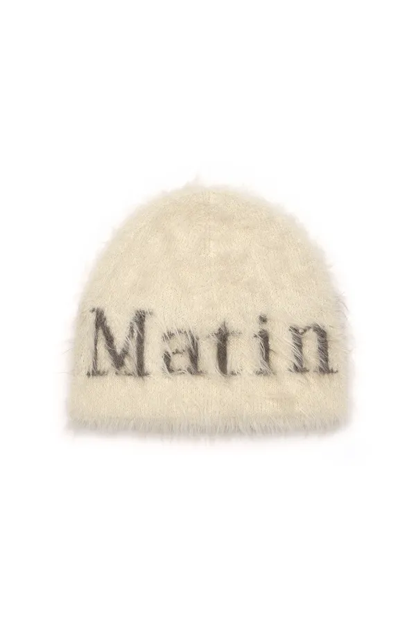 MATIN HAIRY KNIT BEANIE IN LIGHT BEIGE