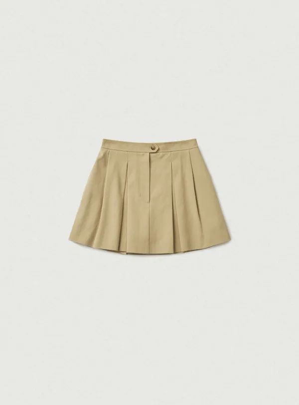 Wael Pleats Mini Skirt_Beige