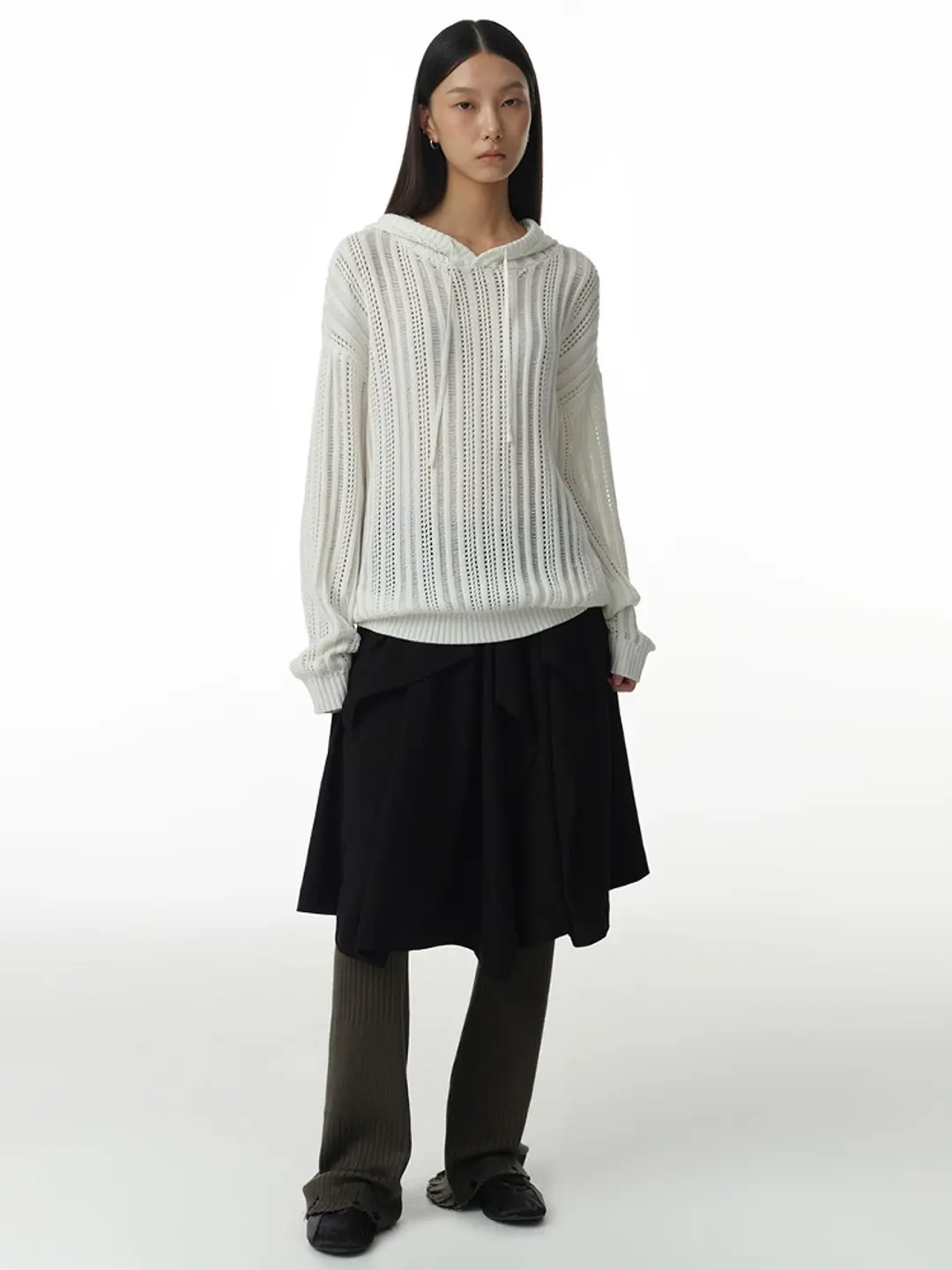 밀로 우먼 Asymmetric Banding Skirt [Black] 상품 이미지 2