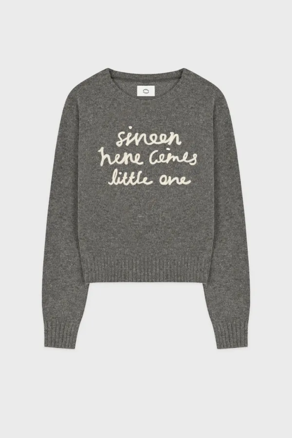 Lettering Pullover Knit (Melange Grey)