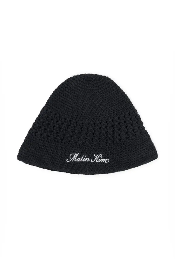 CROCHET COTTON BUCKET HAT IN BLACK
