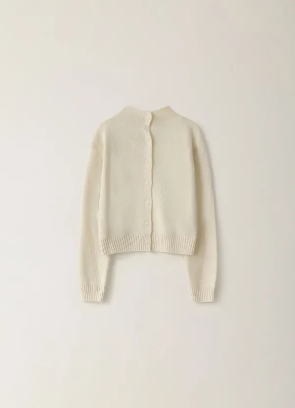 Camel Reversible High-Neck Cardigan - Ivory