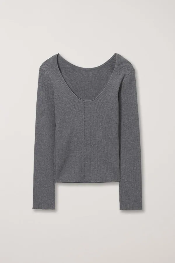 2-WAY SCOOP BACK KNIT TOP MELANGE GREY_UDSW5A203G2