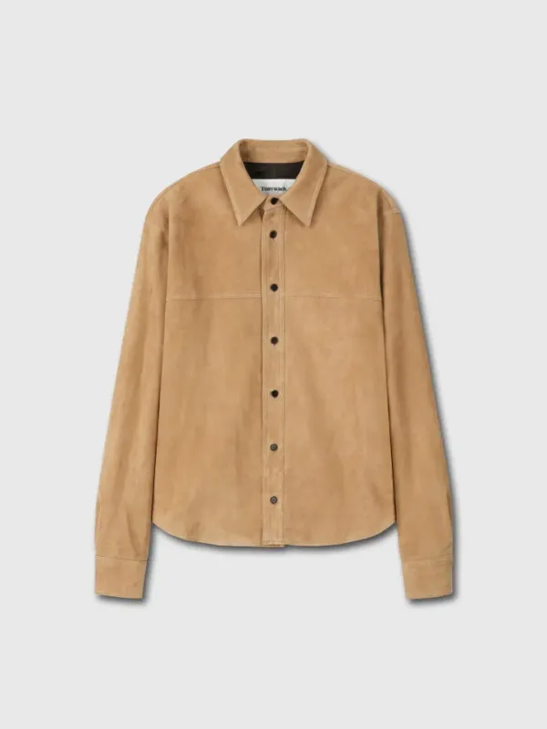 SUEDE REGULAR FIT SHIRT_ LIGHT BEIGE