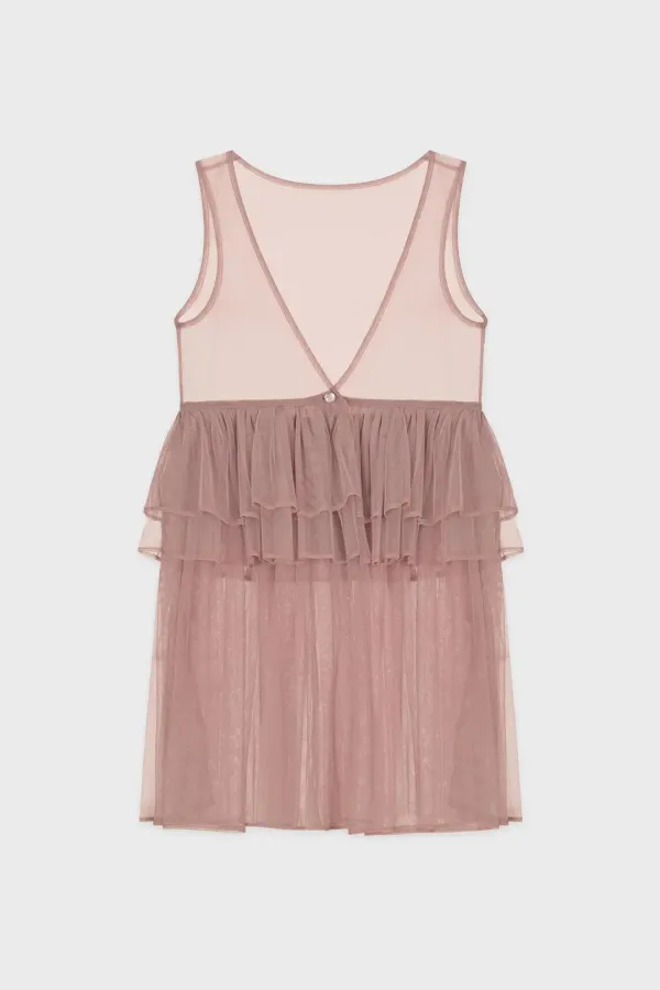 [채서안 착용] Tulle Midi Dress (Greyish Pink)