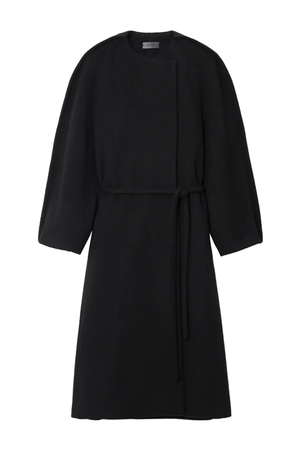 OUT-STITCH WOOL BLENDED COAT [BLACK]