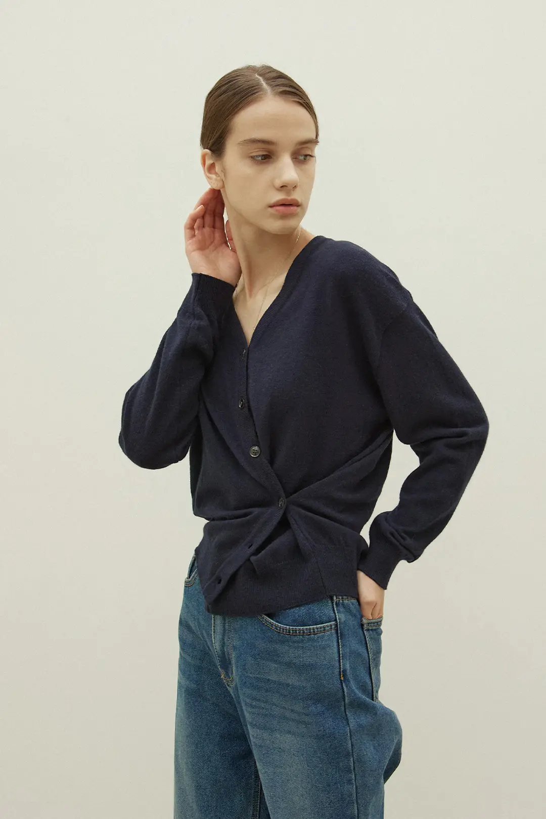 오브오브 Daily 2ways button cardigan_navy 상품 이미지 2