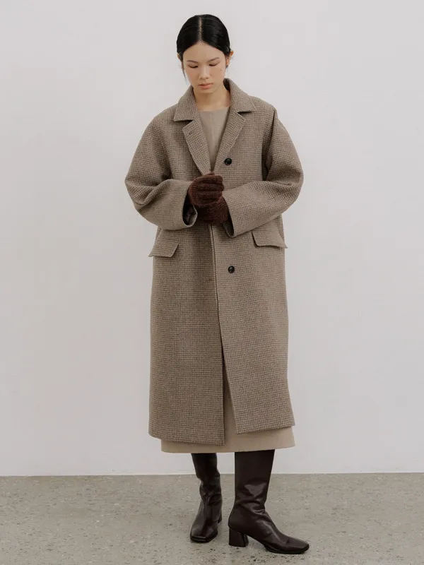 WOOL BALMACAAN SINGLE COAT -CHECK