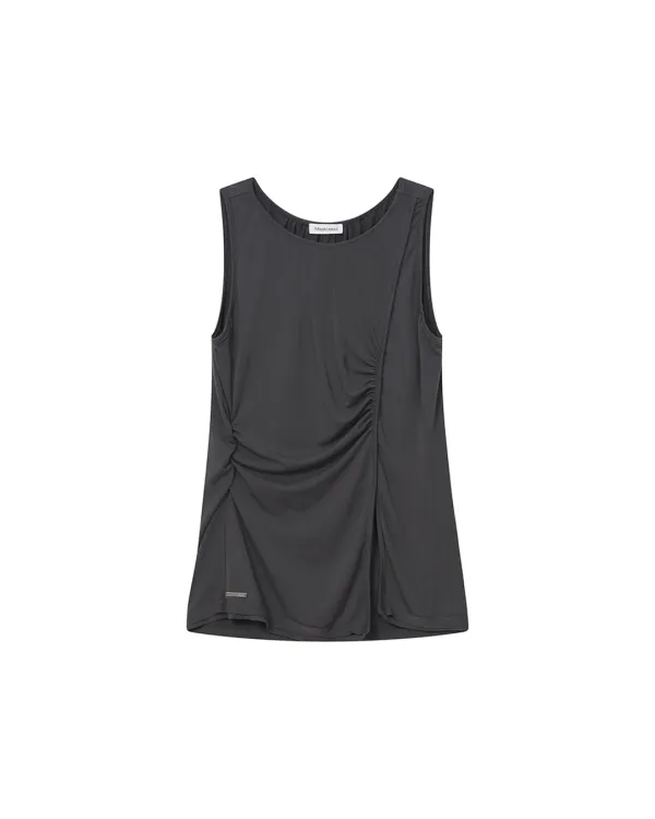 Oblique line shirring sleeveless GREY