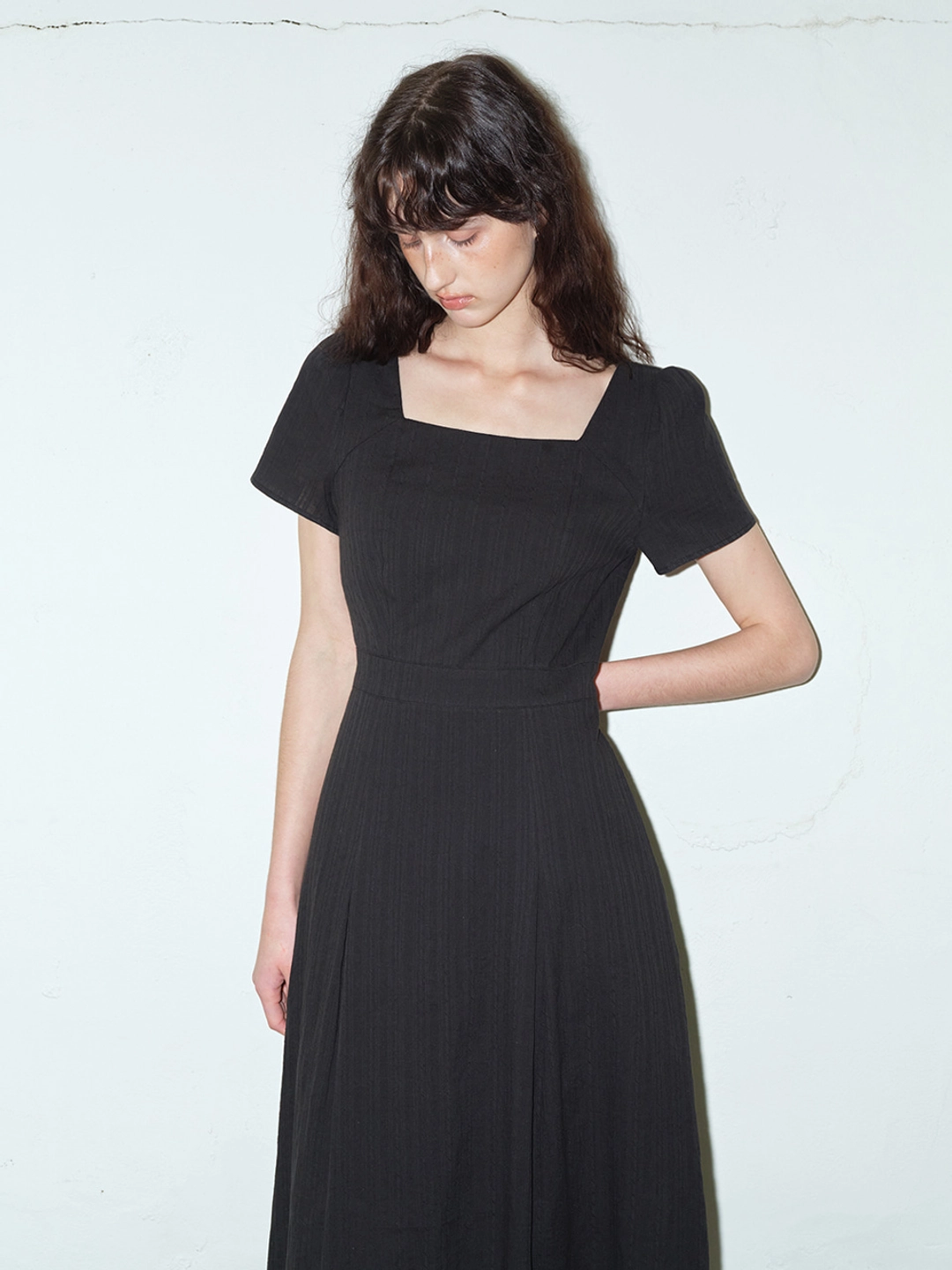 에트몽 Cotton Square Long Dress , Black 상품 이미지 1