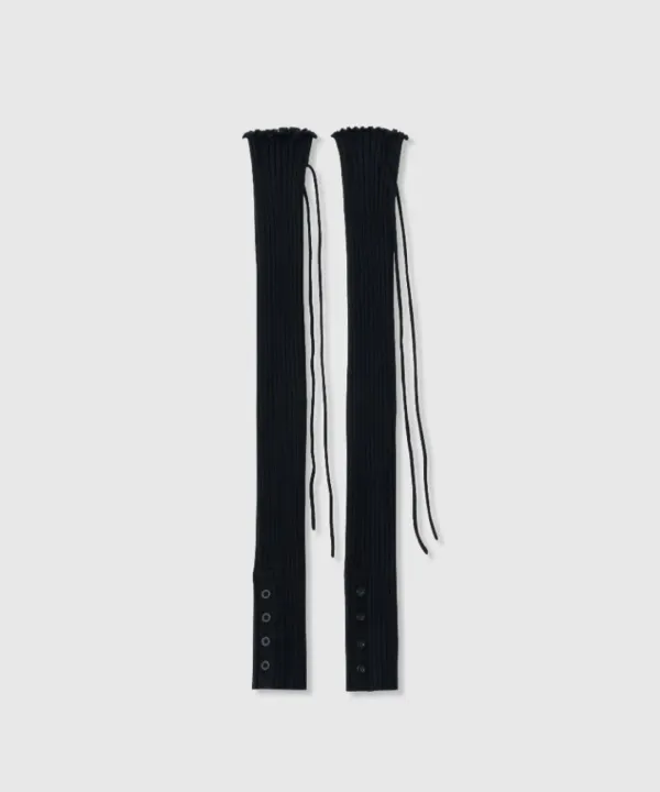 Rib lace-up overknee (Black)