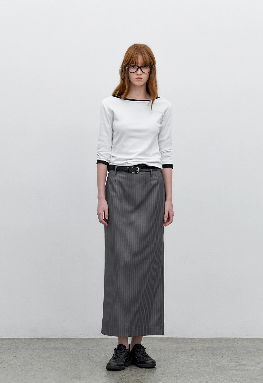 아뜰리에 나인 (SK-5090)BELTED STRIPE LONG SKIRT S 상품 이미지 2