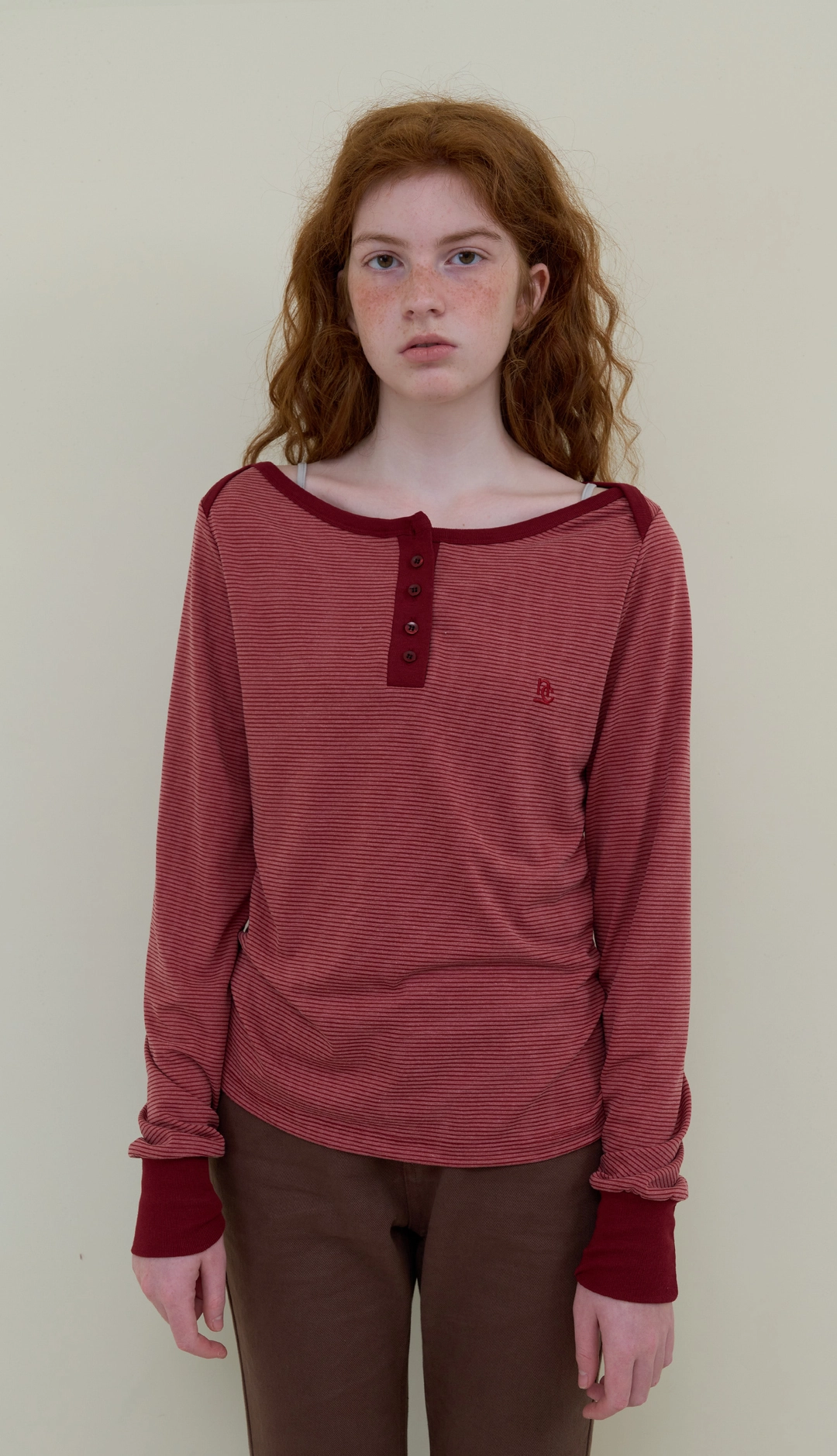 노컨텐츠 227. Boatneck Stripe T _ Burgundy 상품 이미지 2