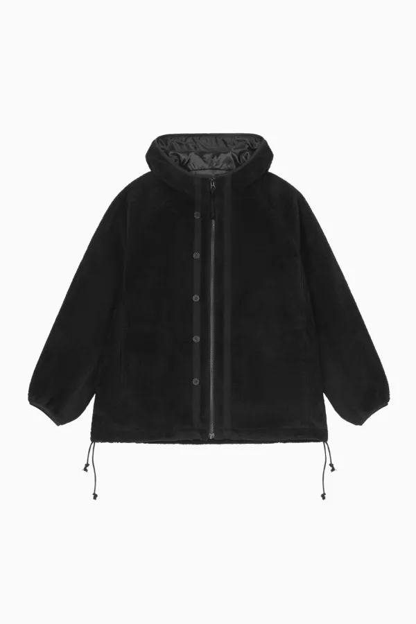HAIRY HOODED ZIP-UP, BLACK