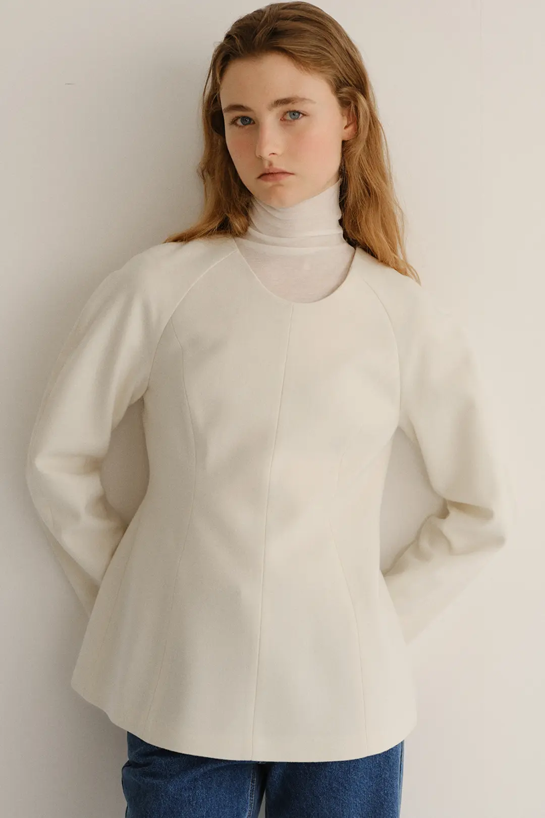 블랭크공삼 wool silhouette blouse (ivory) 상품 이미지 1