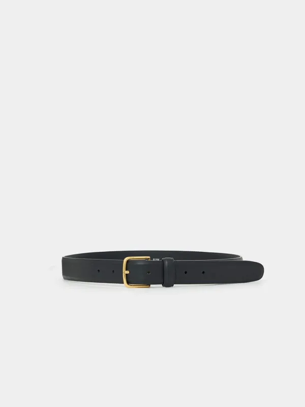 31 Round square leather belt - Black(Gold)