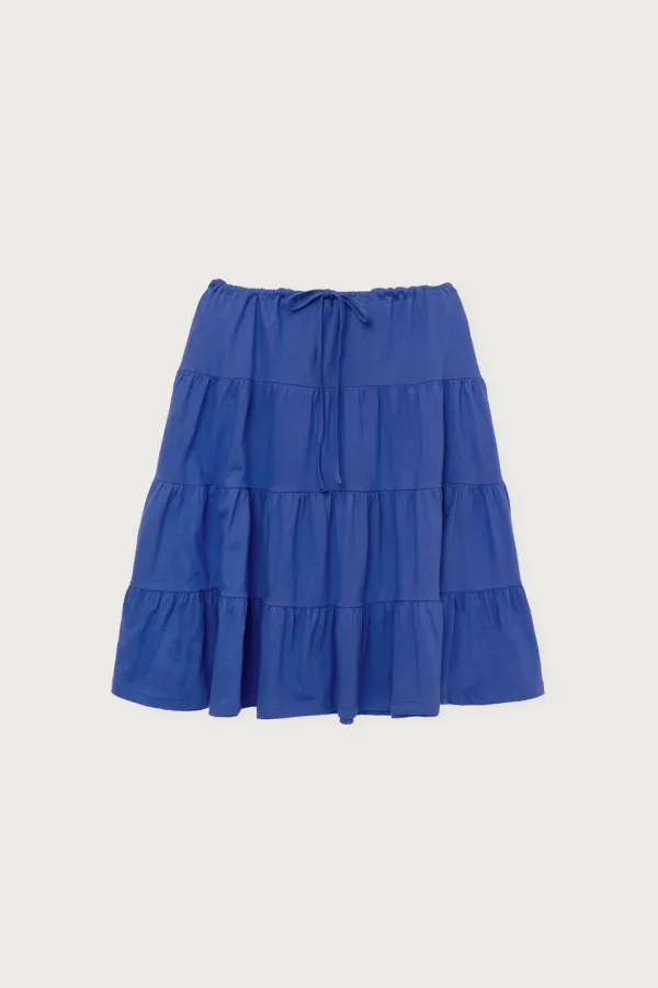 3 SHIRRING SKIRT VER2. EARTH BLUE