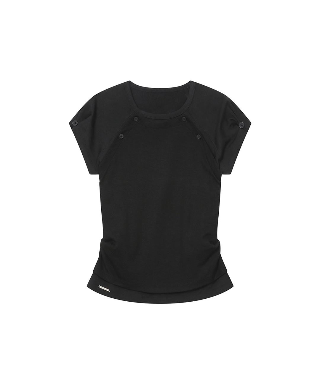 미세키서울 [Hannah X Misekiseoul] Hannah button layered short sleeve BLACK 상품 이미지 1