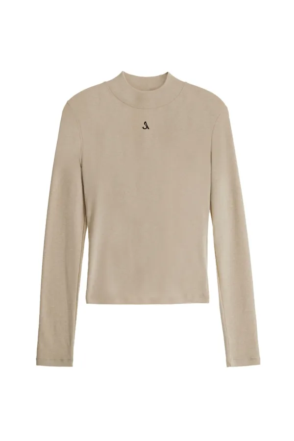 LOGO HIGH-NECK PULLOVER (BEIGE)
