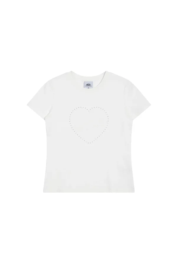 HEART RHINESTONE T-SHIRT-WHITE