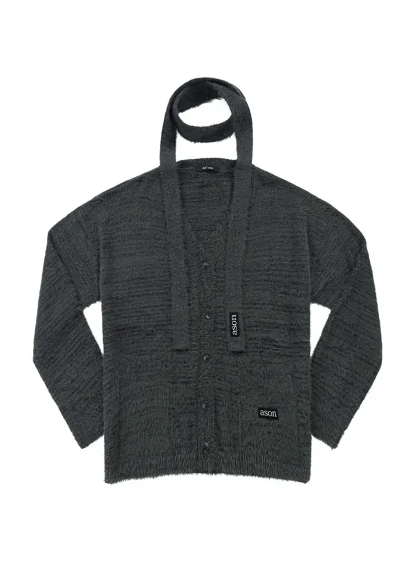 LUCA TIE CARDIGAN / CHARCOAL