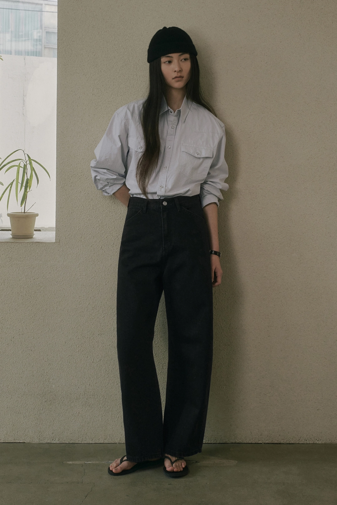 세이지먼트 COTAN CURVED COTTON PANTS_BLACK 상품 이미지 2