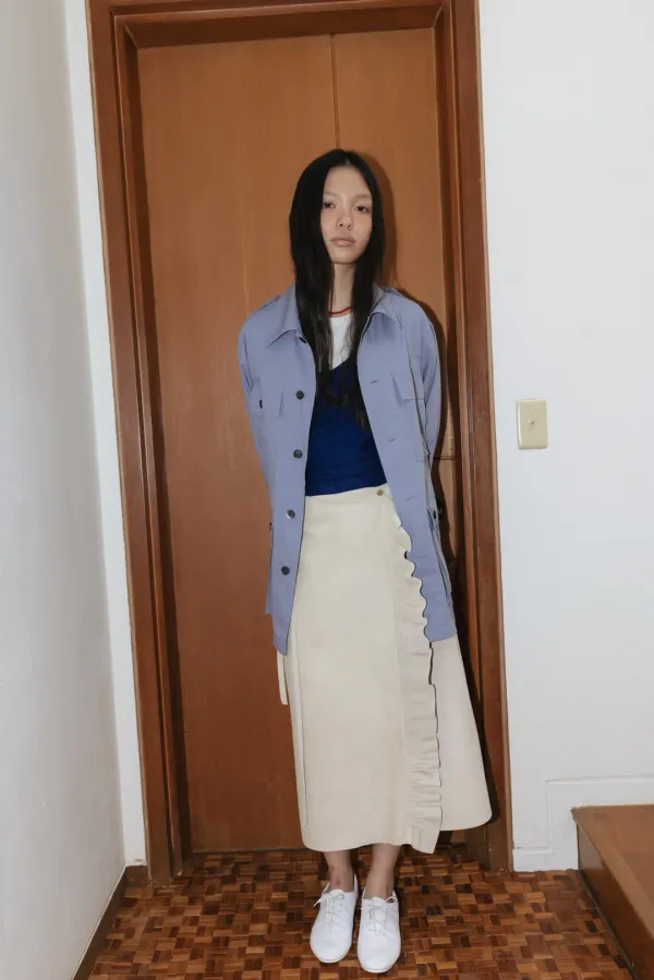 Cotton Field Shacket (Beige / Blue)