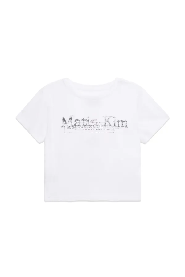 STAMP LOGO GRAPHIC CROP TOP IN WHITE