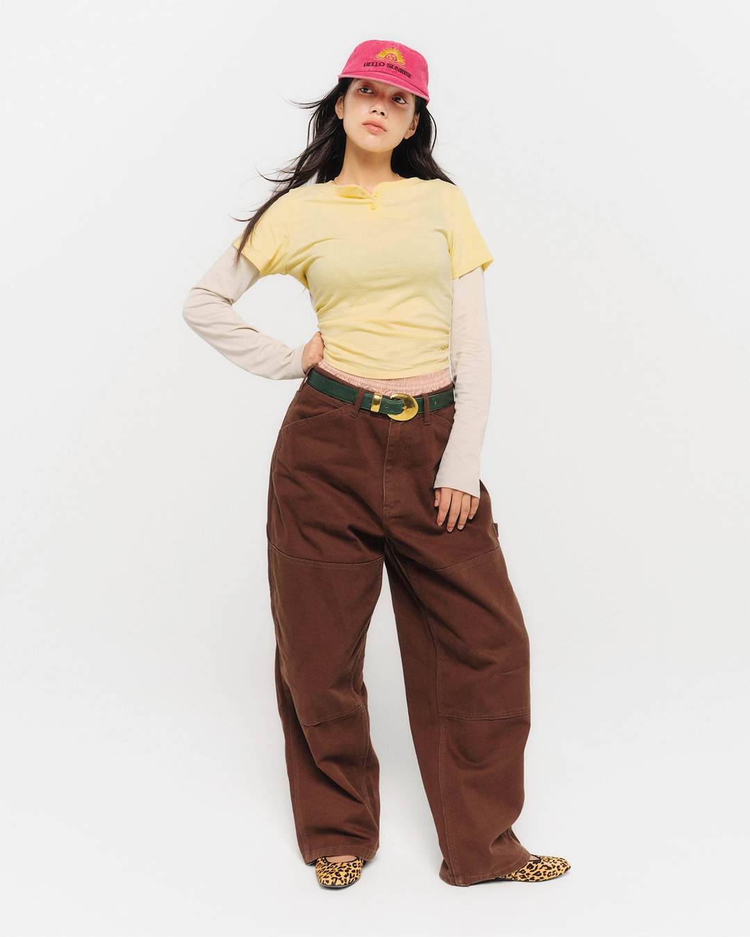 헬로선라이즈 Henley Neck Layered L/S Tee(W)_Light Yellow 상품 이미지 2