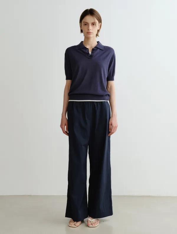 Collar Knit Top (Navy)