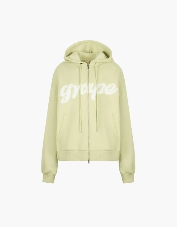 grape hood zip up - yellow green