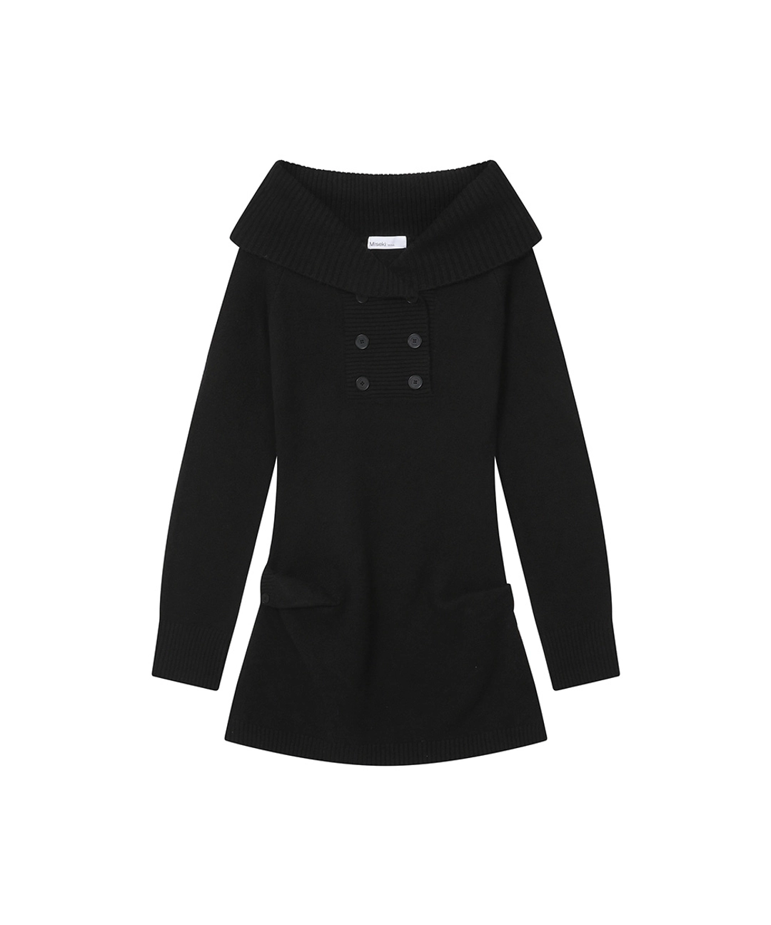 미세키서울 Double button knit one piece BLACK 상품 이미지 2