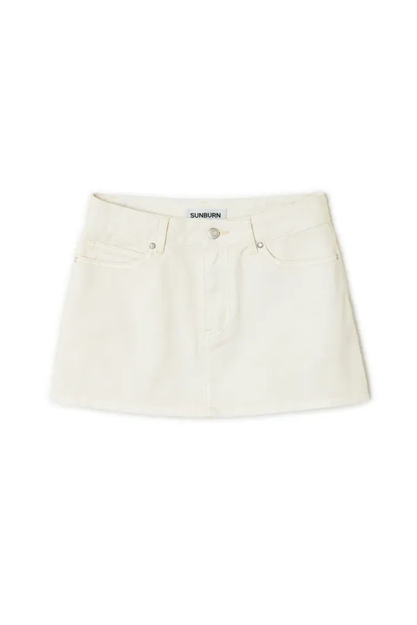 MICRO MINI DENIM SKIRT, IVORY