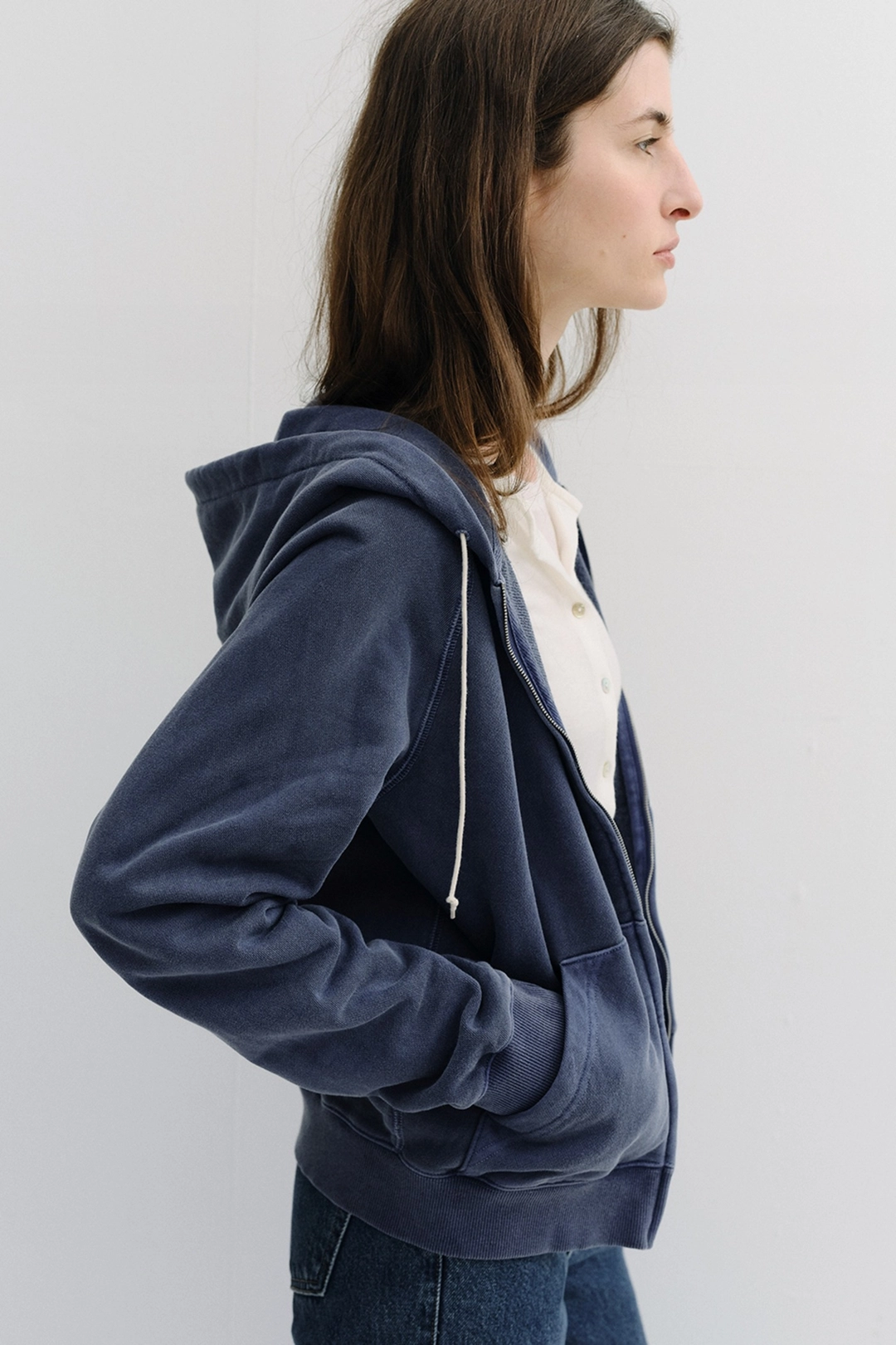 블랭크공삼 garment pigment-dyed hooded zip-up (vintage blue) 상품 이미지 2