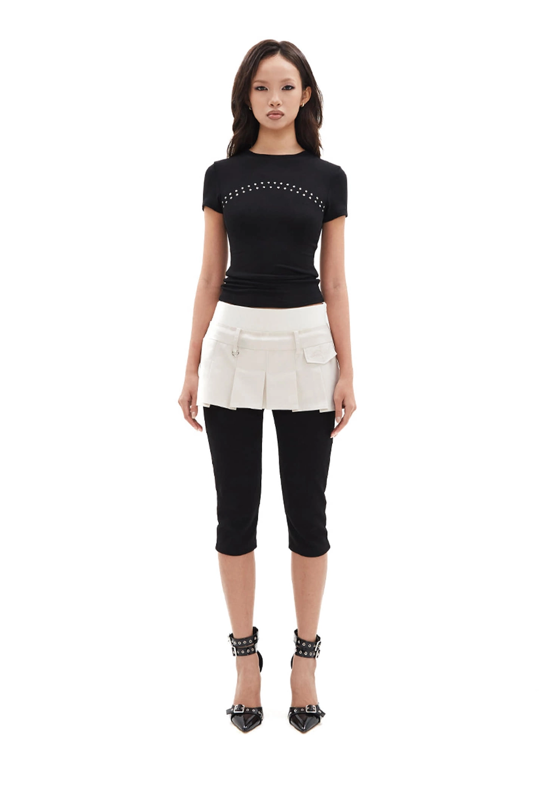 힐다 Orbit Stud Slim Tee [Black] 상품 이미지 2