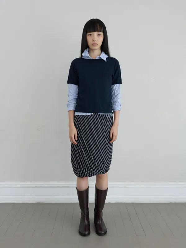 WHOLE GARMENT HALF SLEEVE KNIT IN NAVY