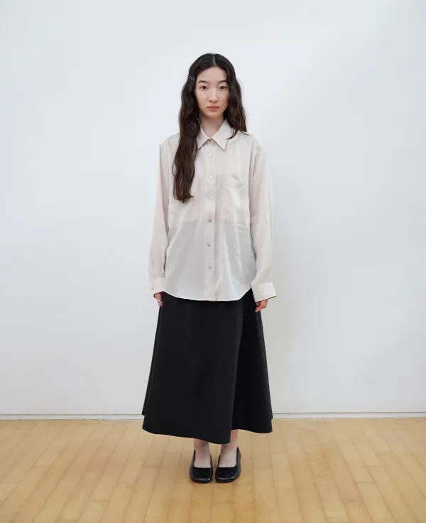 Silky Viscose Oversized Shirt_LIGHT BEIGE