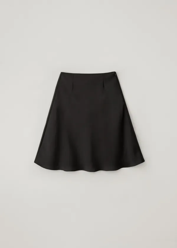 Sway satin midi skirt (black)