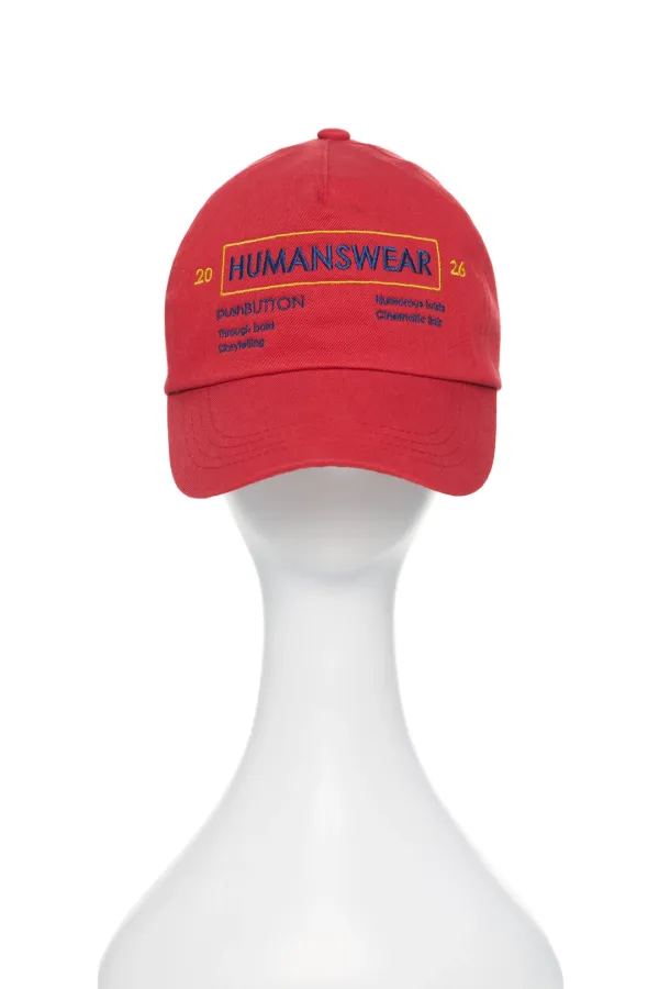 PS26 RED EMBROIDERED LOGO BALL CAP