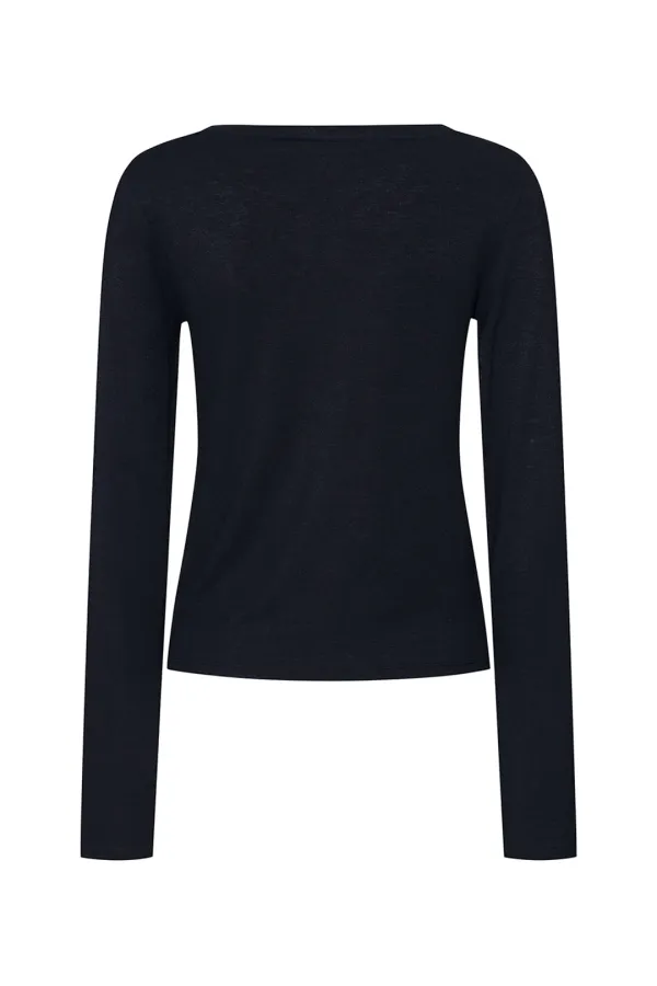 SHEER LONG SLEEVE TOP [NAVY]