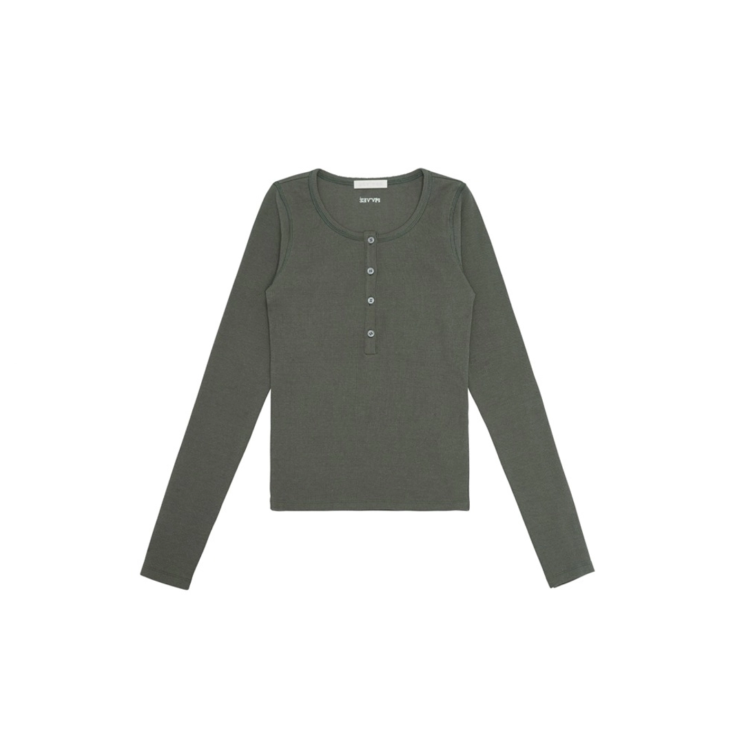 피브비 Henley Neck T-shirt (fuzzy charcoal) 상품 이미지 1