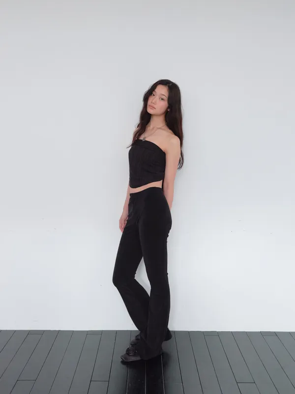 Flare Banding Pants & Modular Shawl Set (Black)