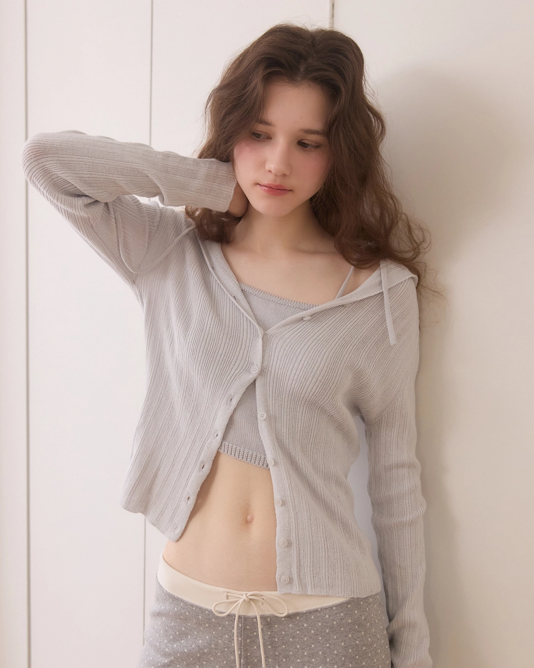 어다울 Tight button cardigan - bluegrey 상품 이미지 2